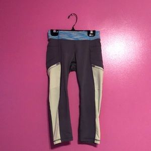 Gray and green Ivivva Yoga Leggings